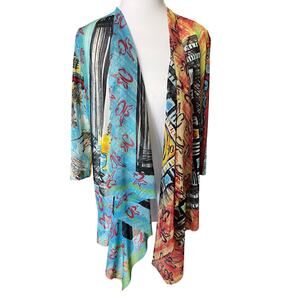 Save The Queen Italy Graphic Open Cardigan Duster Art Print One Size Boho